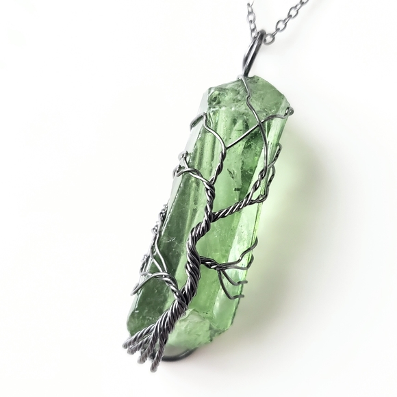 Jewelry - Tree of Life Wire-Wrapped genuine quartz crystal necklace